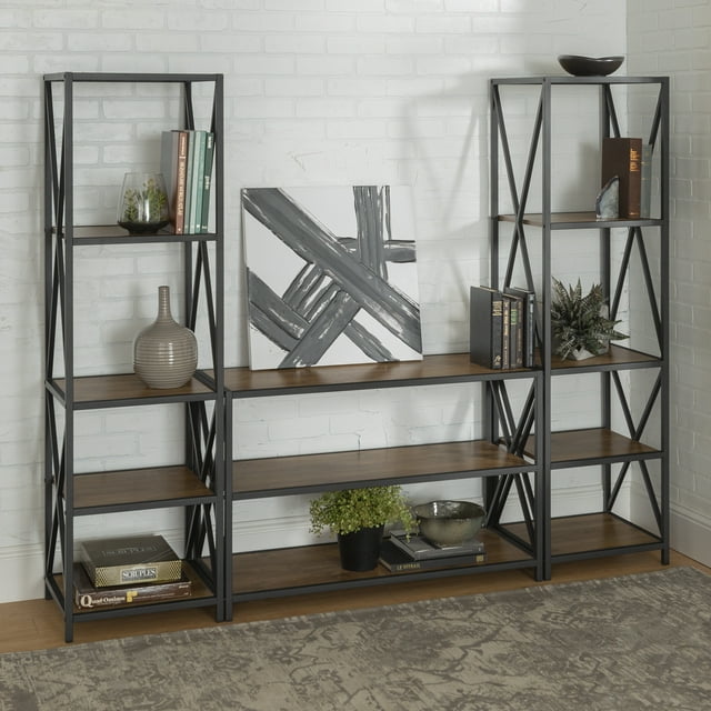 Manor Park Industrial Open Shelf Entertainment Center, Barnwood