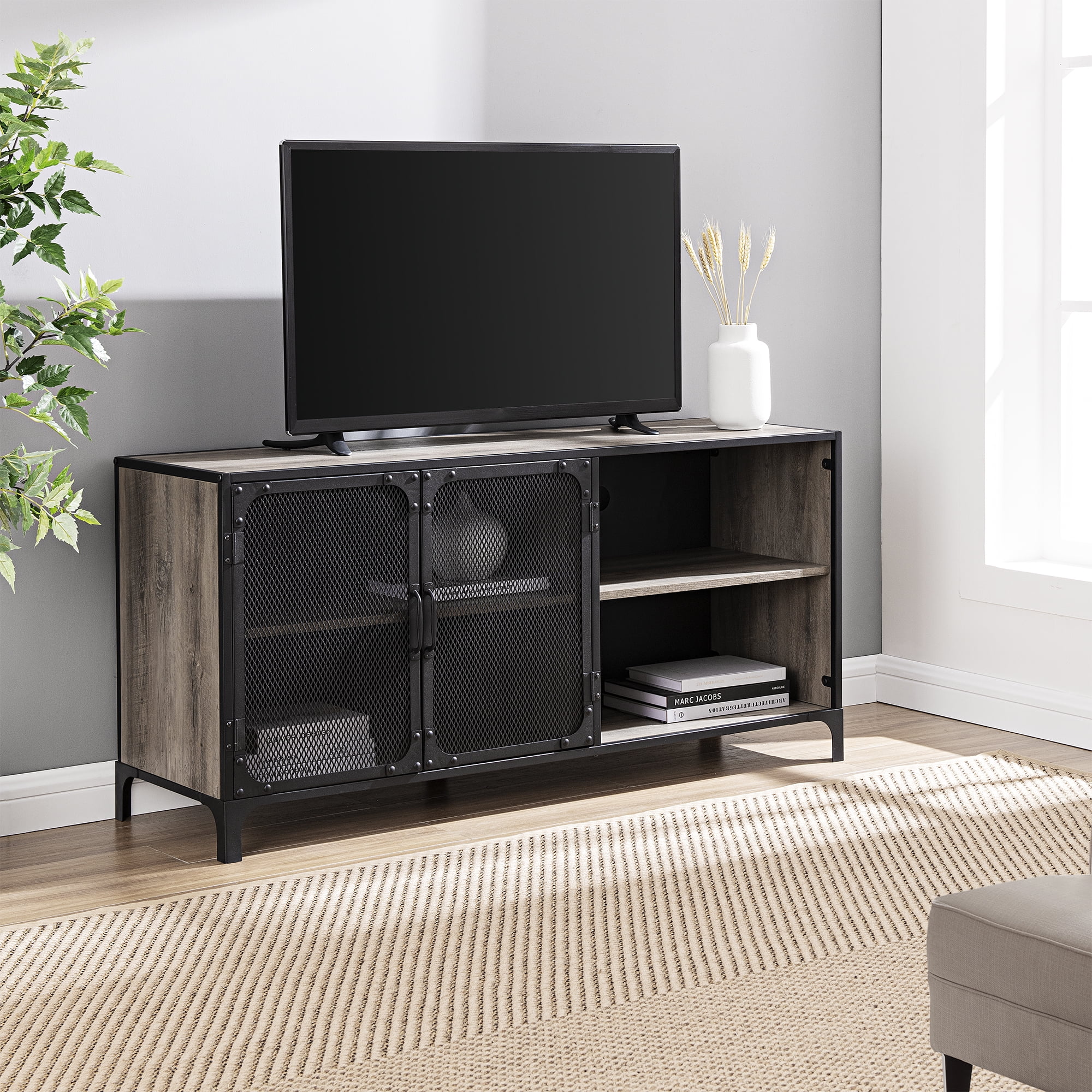 Manor Park Industrial TV Stand for TVs up to 58", Grey Wash
