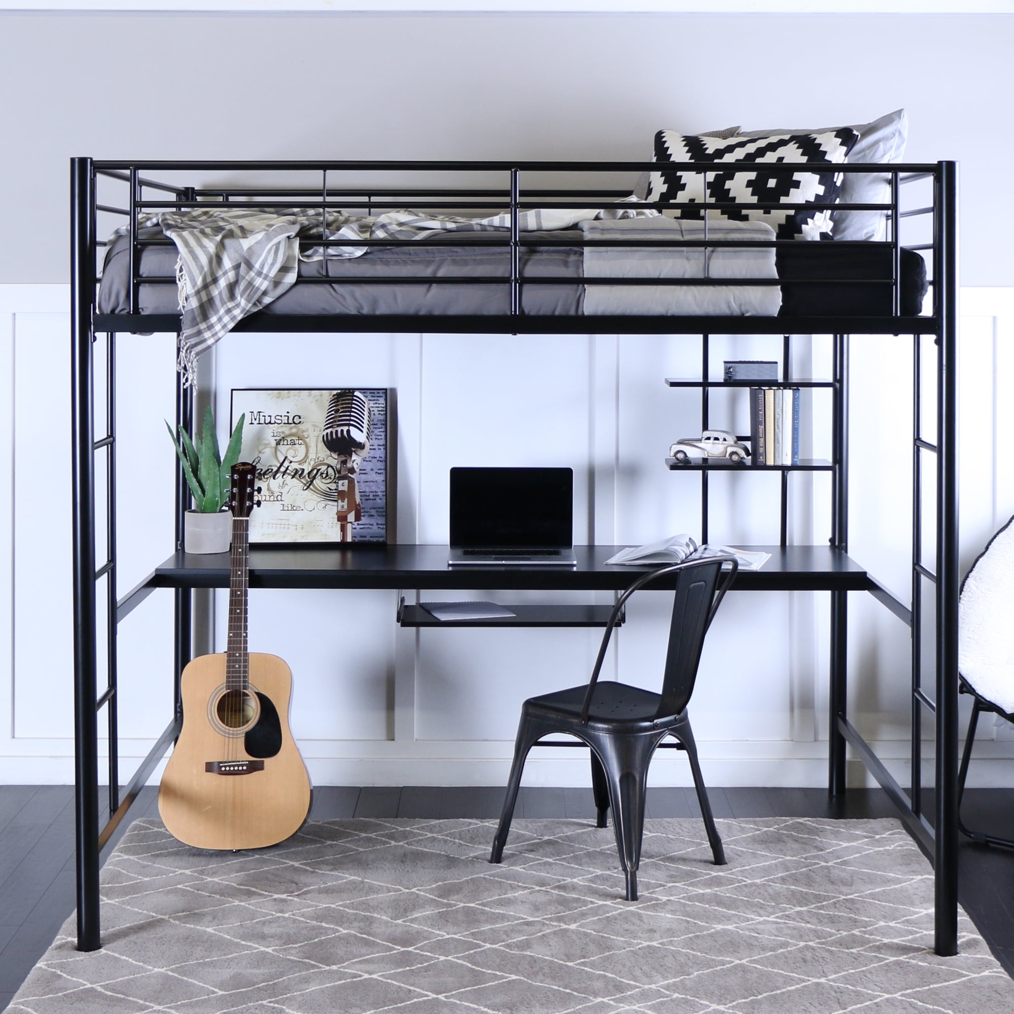 Manor park metal full size loft bed on sale with workstation
