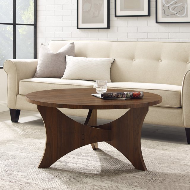 Manor Park Mid Century Modern 3 Leg Coffee Table, Dark Walnut