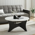 thumbnail image 1 of Manor Park Mid Century Modern 3 Leg Coffee Table, Faux White Marble, 1 of 7