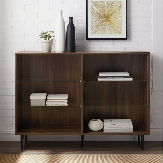 Manor Park Mid Century Modern 6-Shelf Bookcase, Dark Walnut