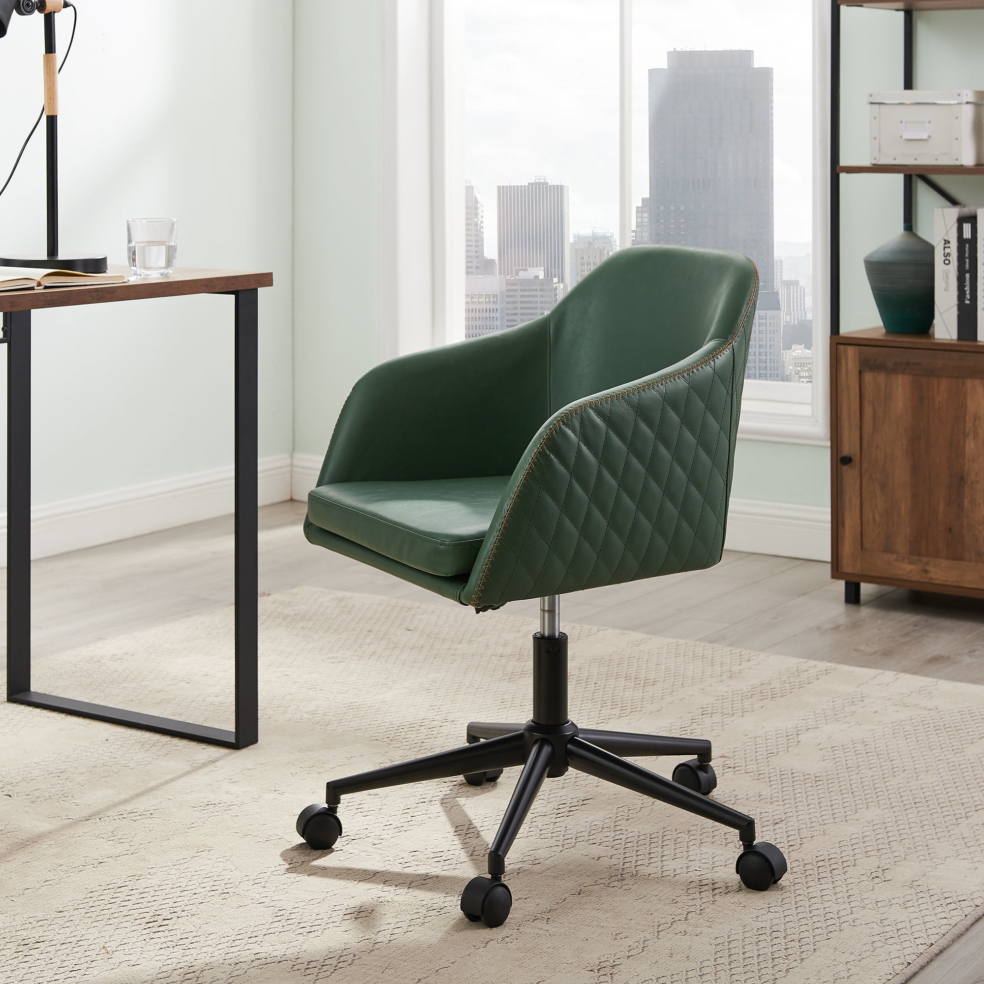 Manor Park Mid Century Modern Barrel Swivel Office Chair, Green ...
