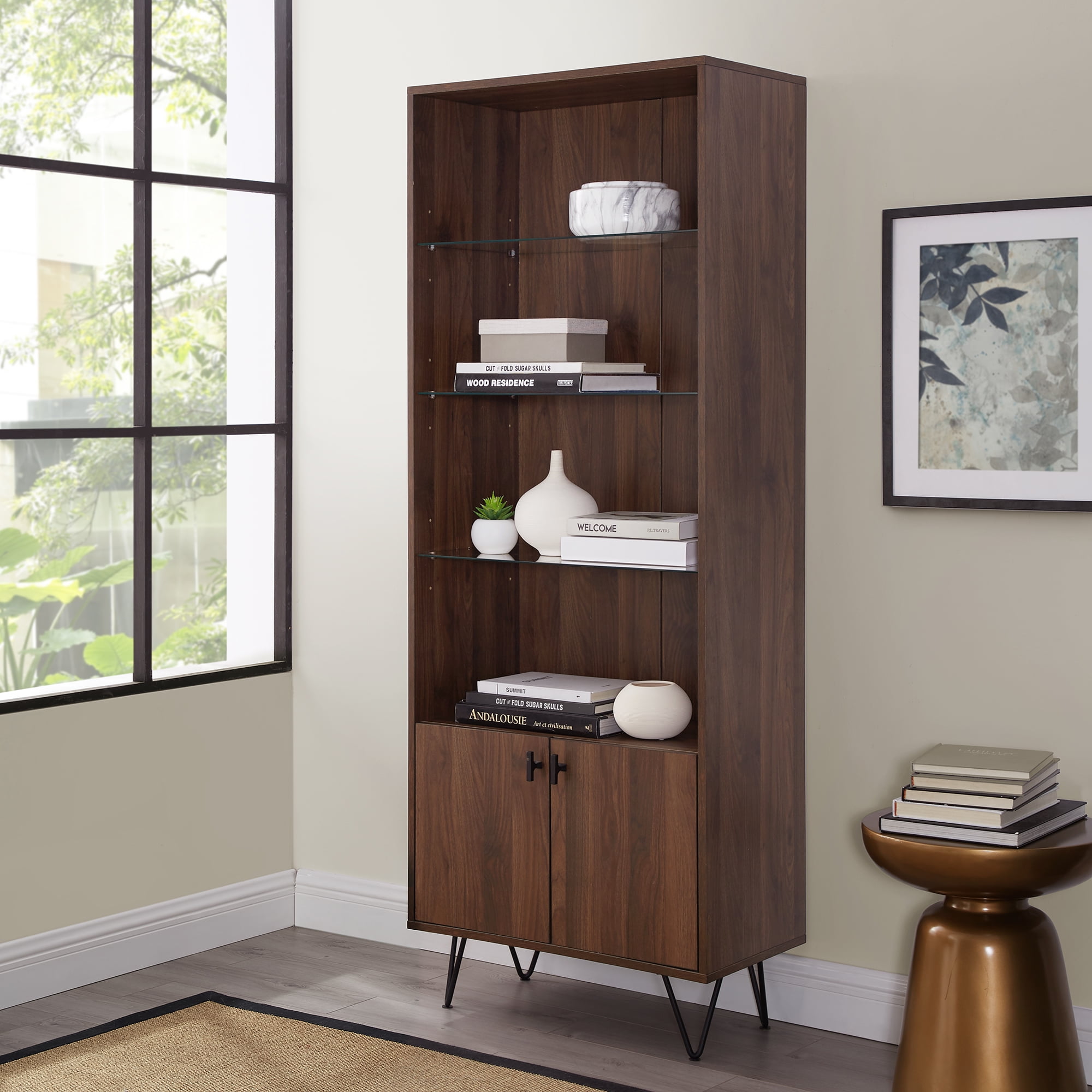 Manor Park Mid Century Modern Storage Cabinet, Dark Walnut