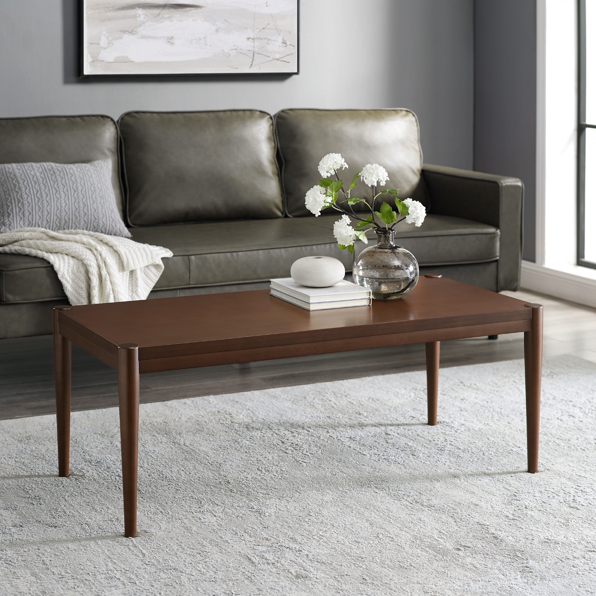 Manor Park Mid Century Tapered Leg Wood Coffee Table, Walnut