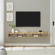 Manor Park Minimalist Floating TV Stand for TVs up to 70”, Coastal Oak