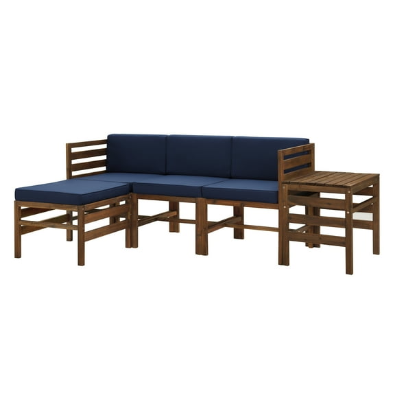 Manor Park Modern Boho 5 Piece Modular Patio Sectional Set, Navy
