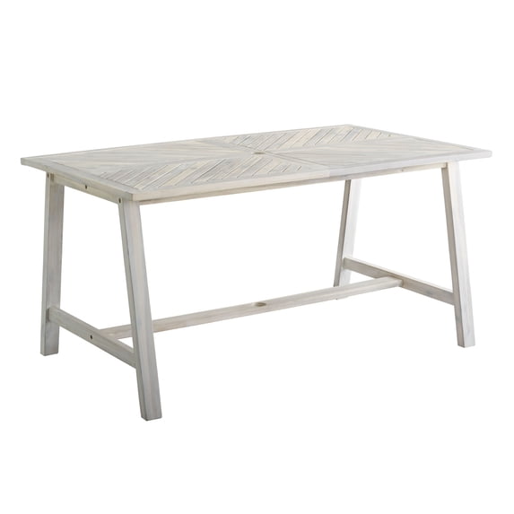 Manor Park Modern Boho Outdoor Wood Dining Table, White Wash