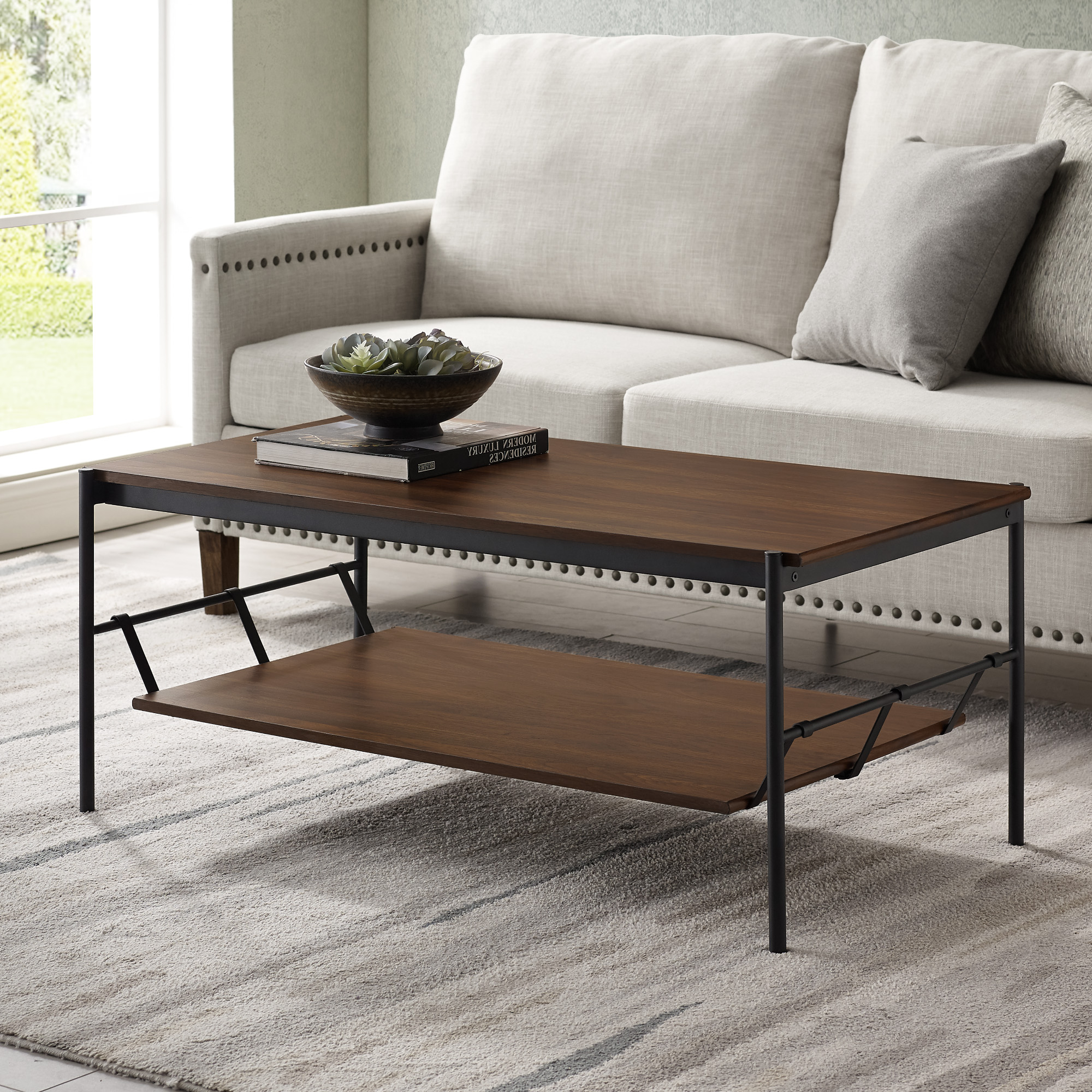Manor Park Modern Coffee Table with Removable Shelf, Dark Walnut - image 1 of 6