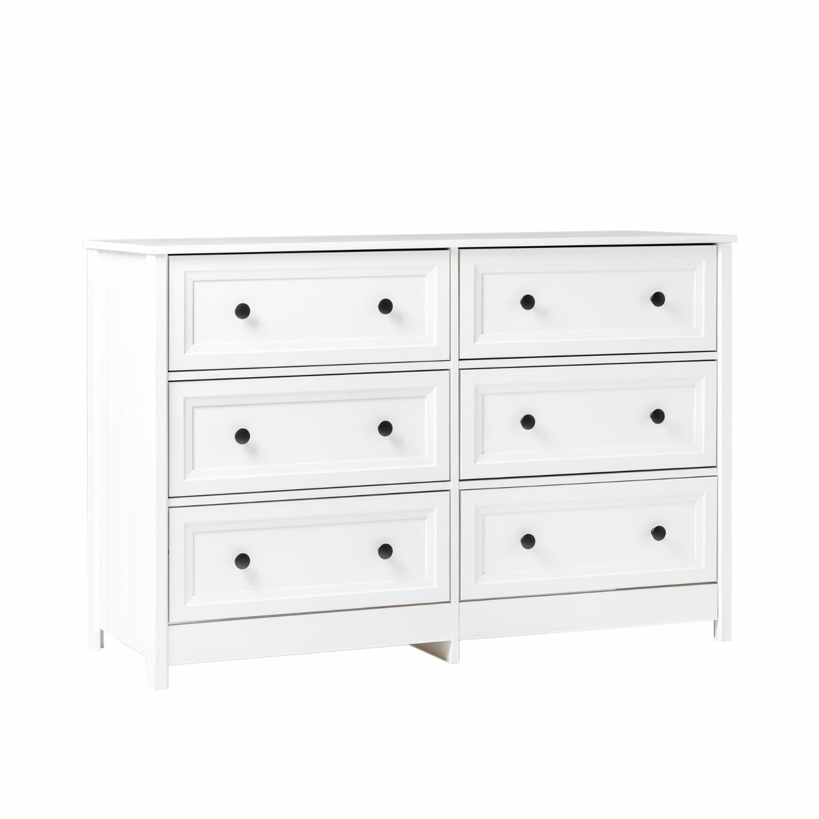 Manor Park Modern Farmhouse Grooved 6Drawer Dresser, White
