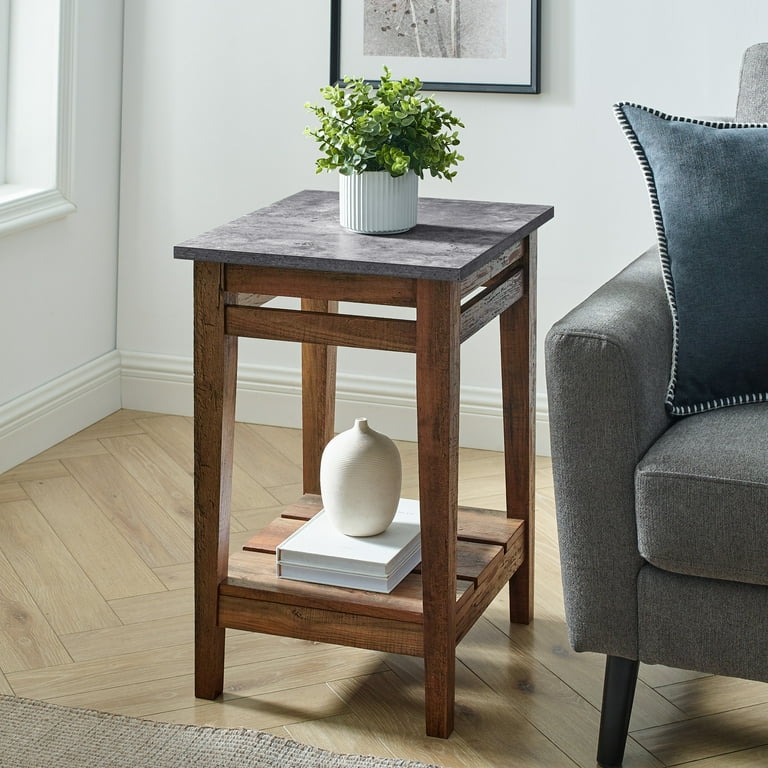 Manor Park Modern Farmhouse Plank End Table Dark Concrete