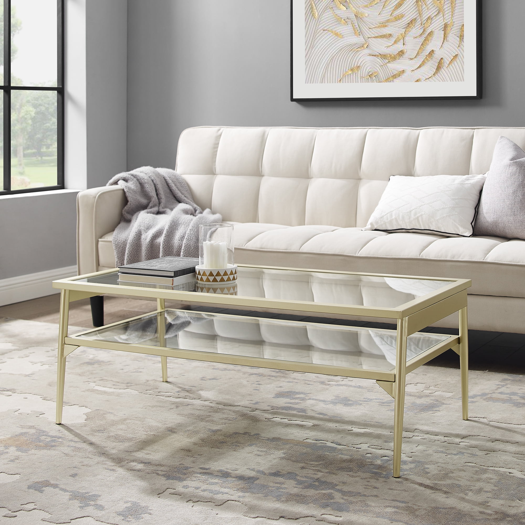 Manor Park Modern Glam Tiered Coffee Table, Gold - Walmart.com