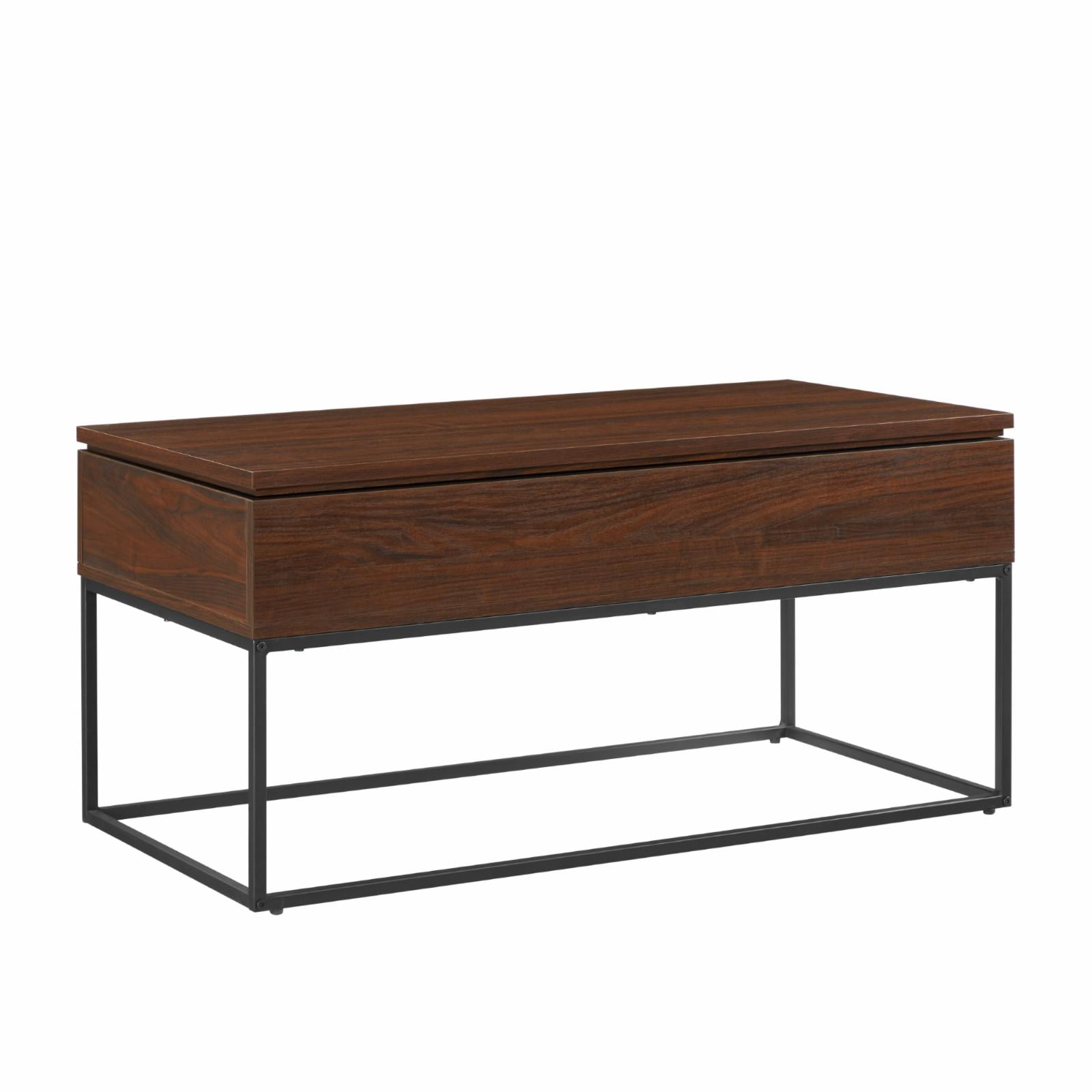Manor Park Modern Wood and Metal LiftTop Coffee Table, Dark Walnut