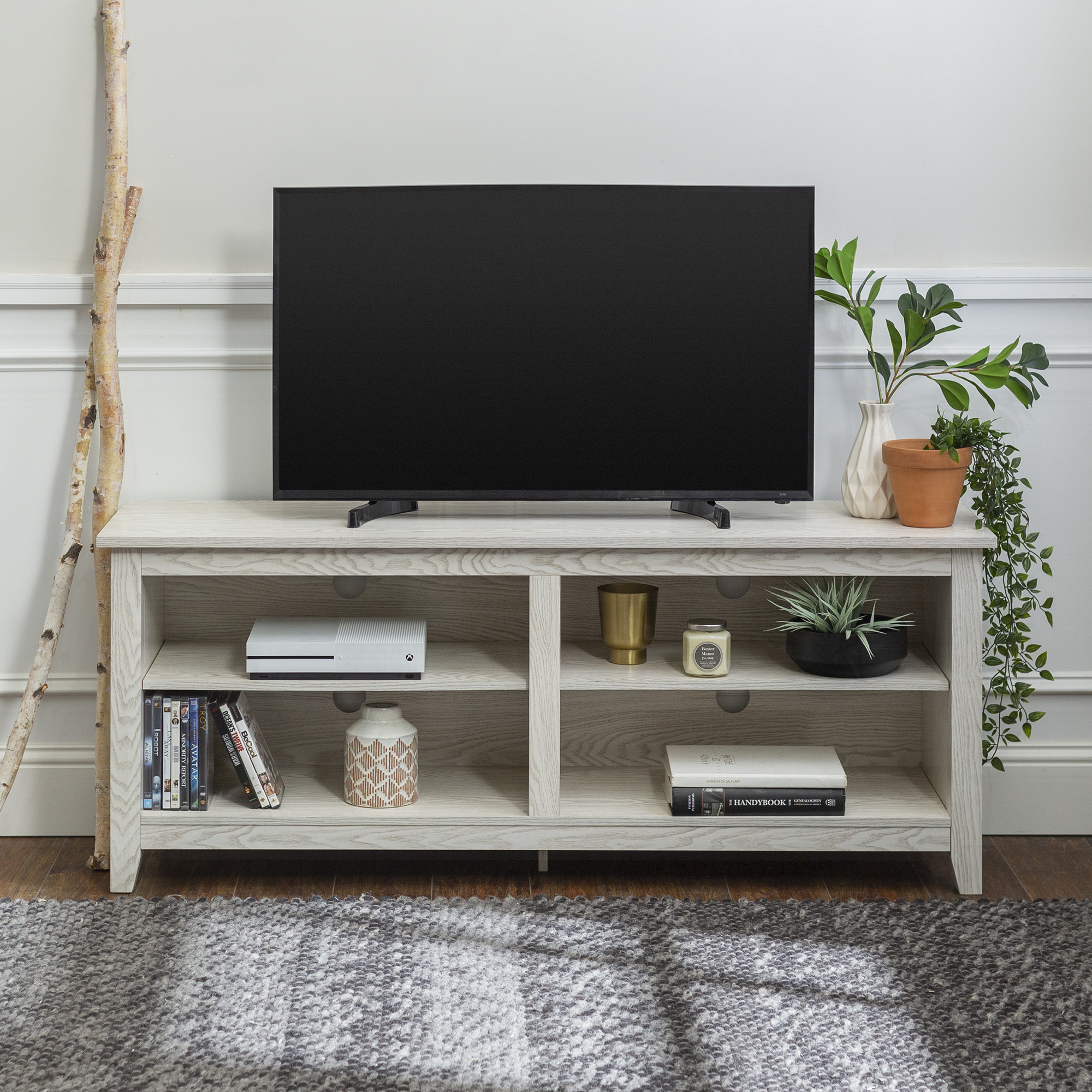 Manor Park Open Storage TV Stand for TVs up to 65", White Wash - image 1 of 11