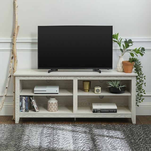 Manor Park Open Storage TV Stand for TVs up to 65", White Wash