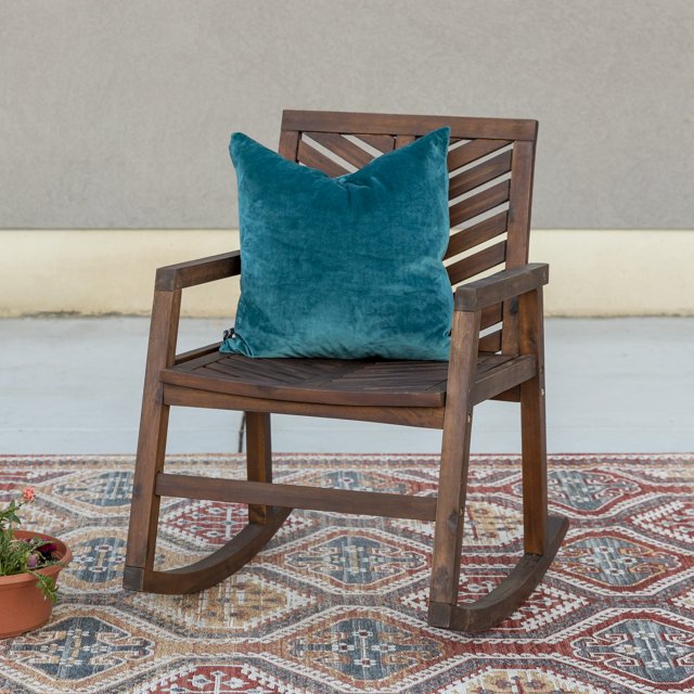 Manor Park Outdoor Patio Chevron Rocking Chair, Dark Brown