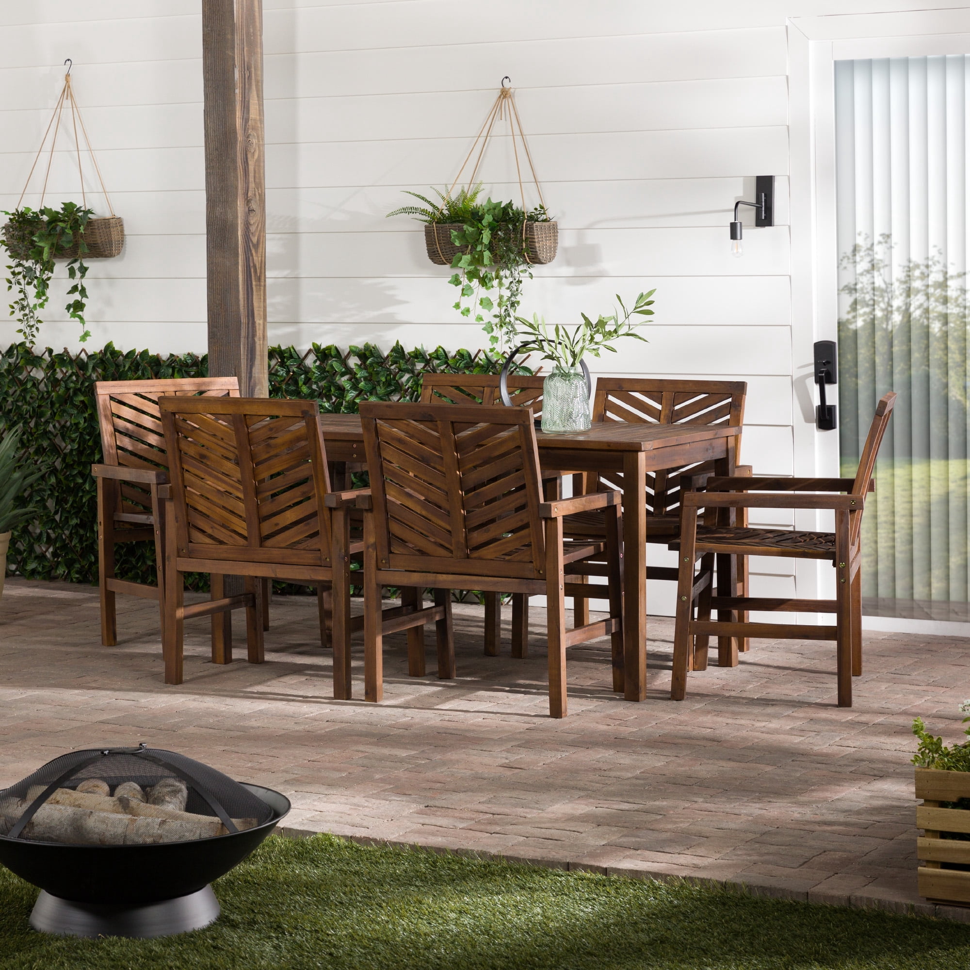 Walker Edison Outdoor Patio Dining Set, 7 Piece, Multiple Colors and ...