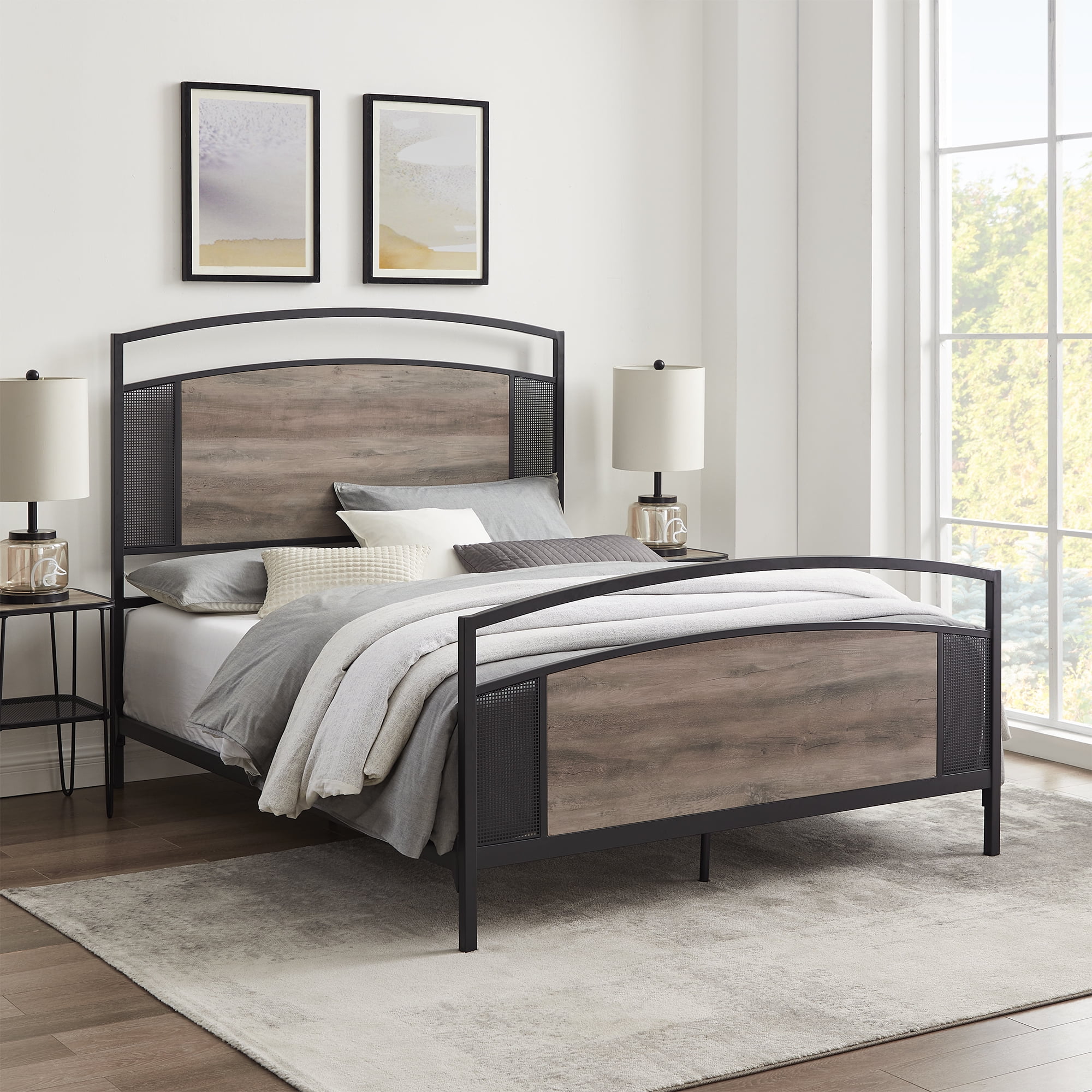 Gray wash bed sales frame
