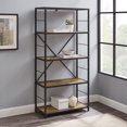 thumbnail image 1 of Walker Edison Rustic Metal and Media Bookcase, Reclaimed Barnwood, 1 of 8