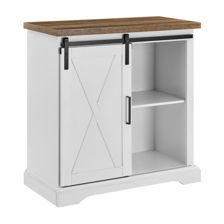 Barnwood and white sliding barn door accent cabinet by manor park deals