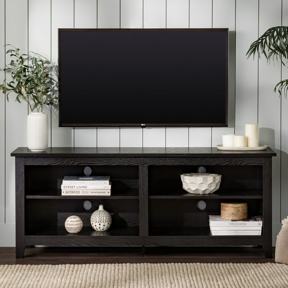 Manor Park Transitional 58" Wood TV Media Stand Storage Console - Black
