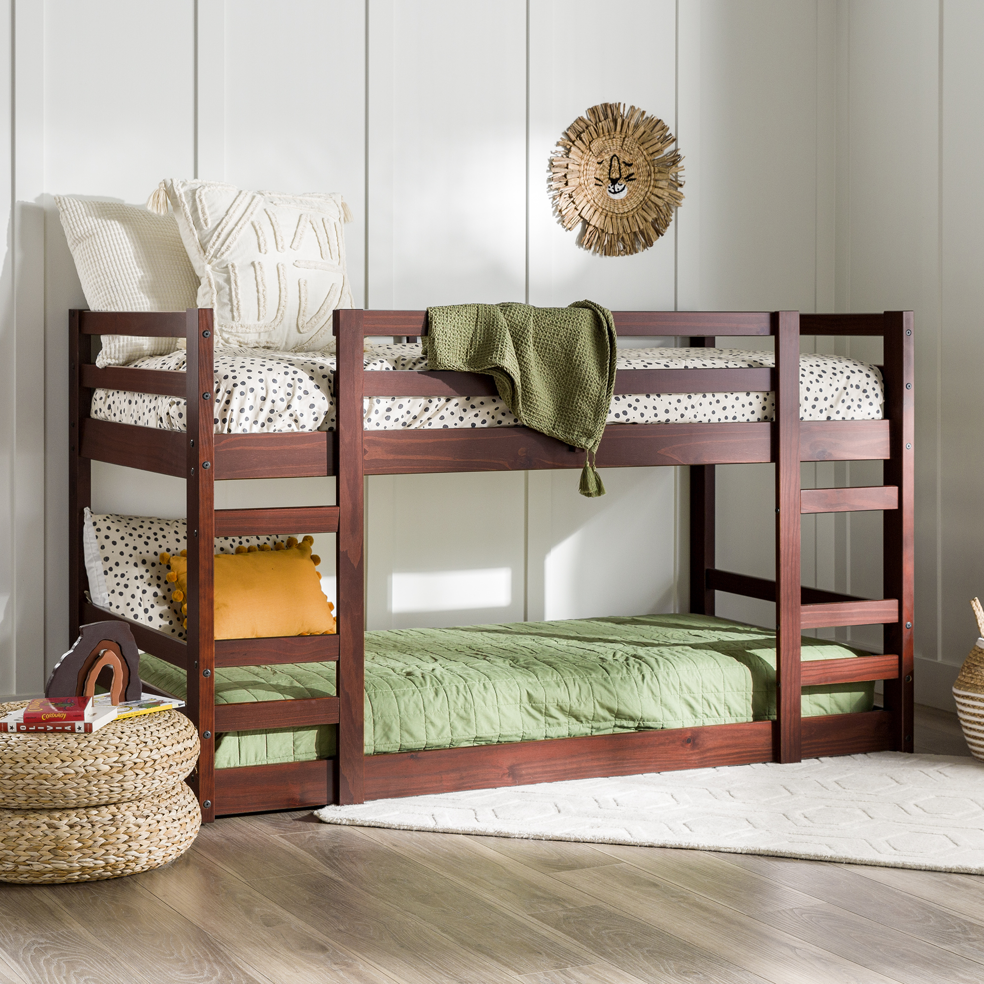 Manor Park Transitional Youth Twin Over Twin Bunk Bed Frame, Espresso - image 1 of 17