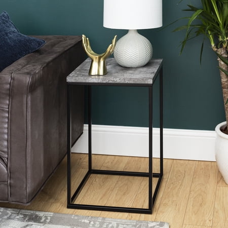 Manor Park Urban Industrial Square End Table, Dark Concrete