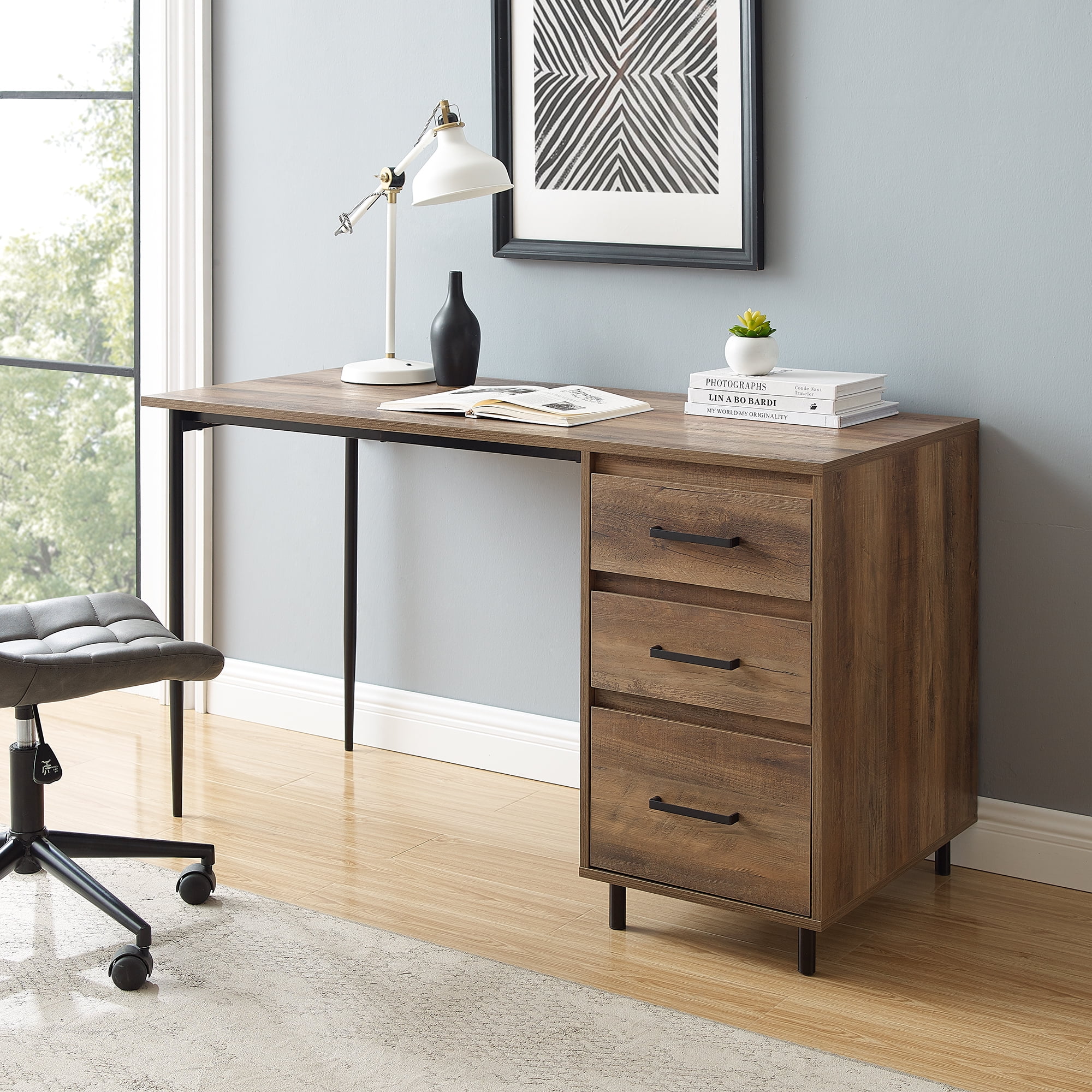 Manor Park Urban Industrial Storage Writing Desk Reclaimed Barnwood