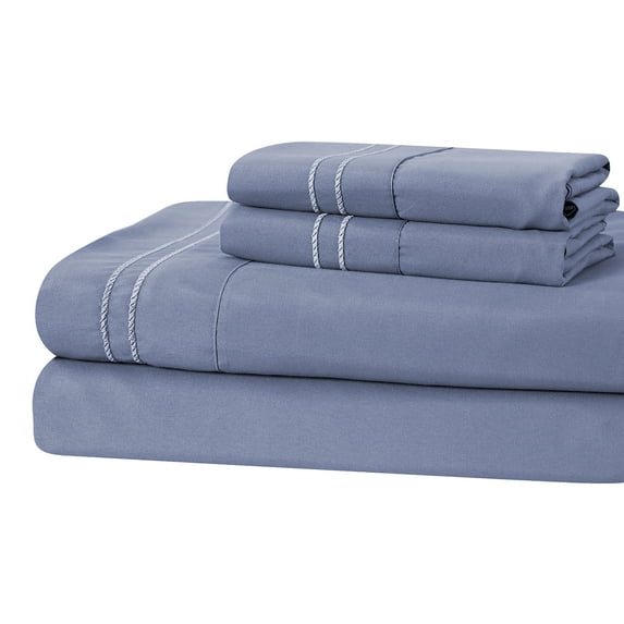 Manor Ridge Traditional Blue Microfiber, Polyester Sheet Sets, Twin XL, (3 Pieces)