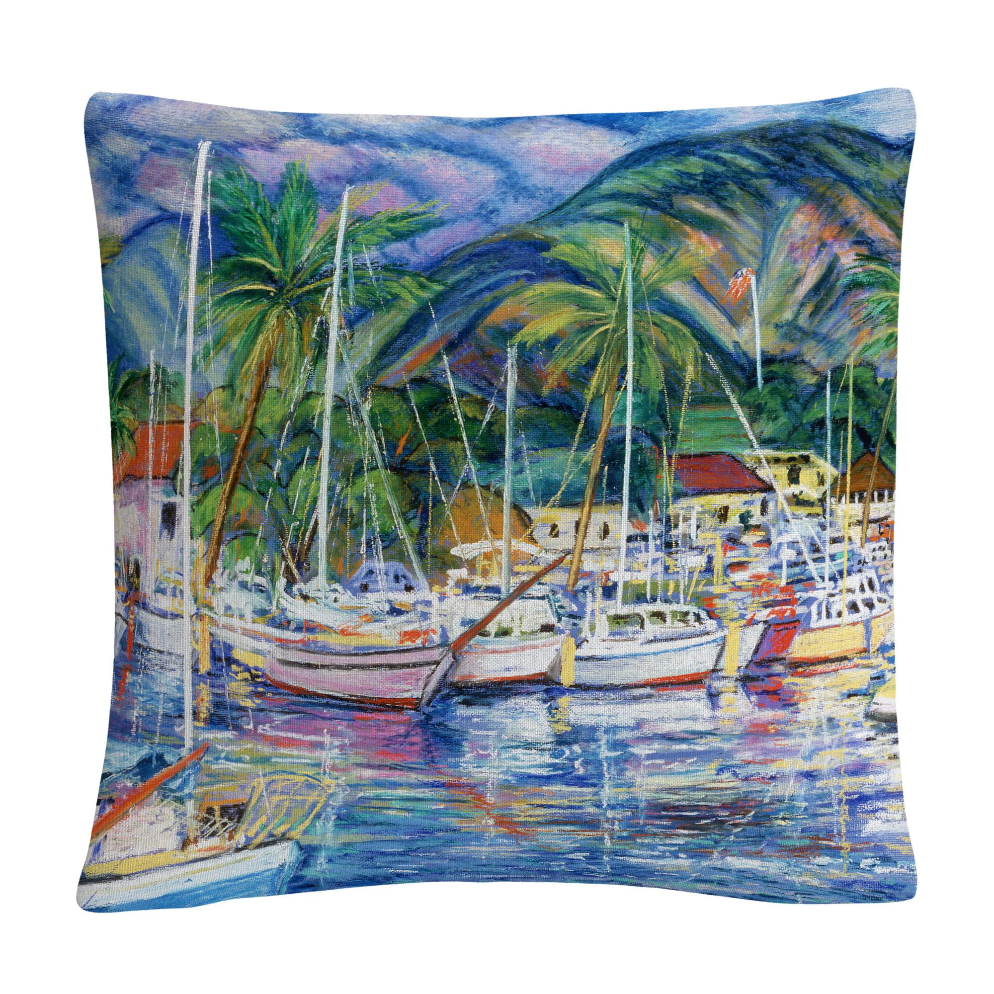 Lahaina Marina Multicolor Polyester Square Throw Pillow