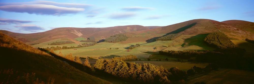Manor Valley from Cademuir Hill at late summer evening Scottish Borders Scotland Canvas Art - Panoramic Images (36 x 12)