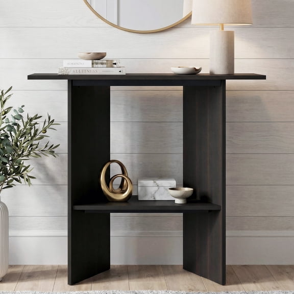 Manora 31.5 Inch Black Rectangular Console Table with Storage, Modern Entryway Sofa Table, Easy Assembly Accent Table for Foyer, Hallway , Living Room.