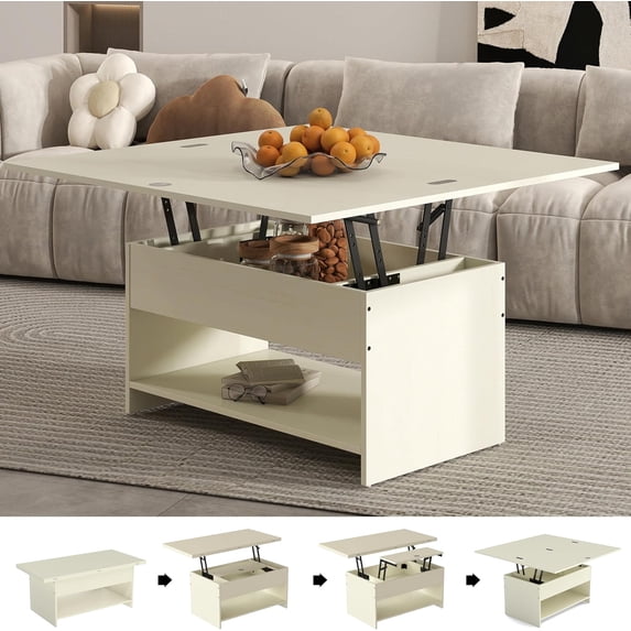 Manora 40'' Farmhouse Multi-Functional Lift-Top Coffee Table with ...