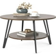thumbnail image 1 of Manora Round Coffee Table with Storage, Small Circle Center Table for Living Room, Modern Wood Coffee Table for Home Office & Small Spaces, Easy Assembly, Walnut, 1 of 16