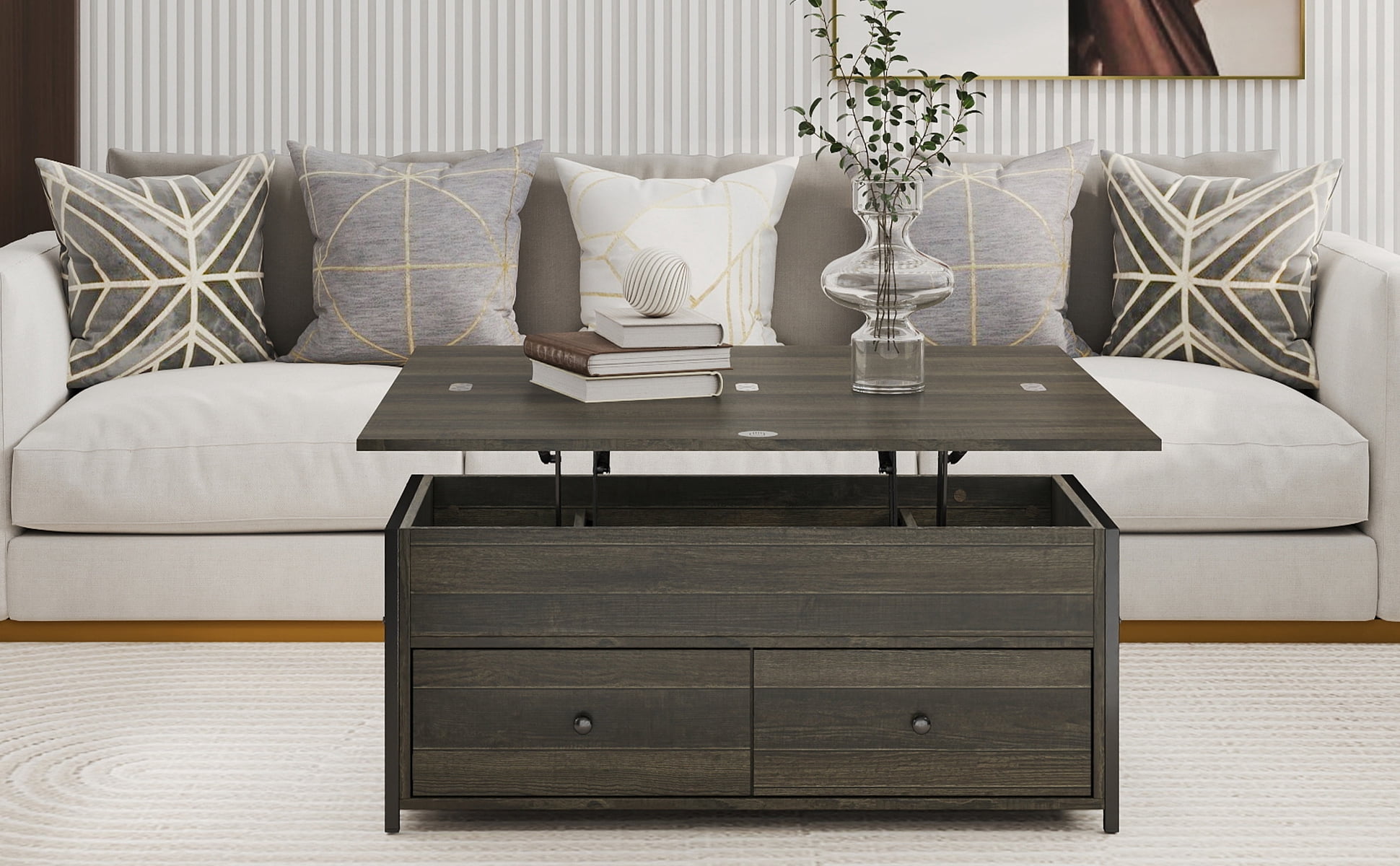 Manora Lift Coffee Table Manora Coffee Table Contemporary Storage Chipboard Coffee Table with One Coffee Table, Gray