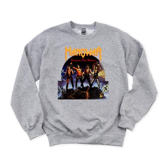 Manowar Fighting The World Vintage Retro Heavy Metal Music Band Album SweatShirt Unisex, up to 5XL