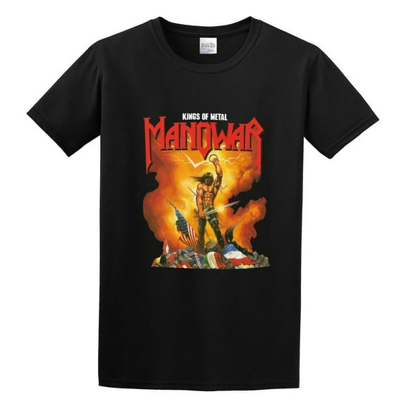 Manowar Hip Hop Casual Neck Punks Men's T shirts Black 3XL
