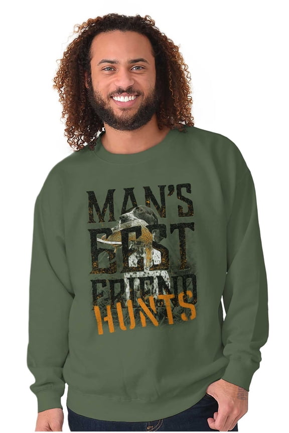 Mans Best Friend Hunting Fish Outdoor Men's Crewneck Sweatshirt Brisco Brands S