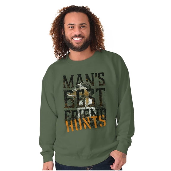 Mans Best Friend Hunting Fish Outdoor Men's Crewneck Sweatshirt Brisco Brands X