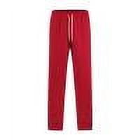 Mans Casual Pants Solid Color Drawstring Pockets Straight Sweatpants Red