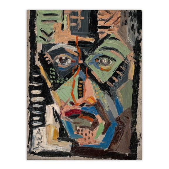 Mans Face Abstract Painting Kubincan Huge Wall Art Print 18X24 In