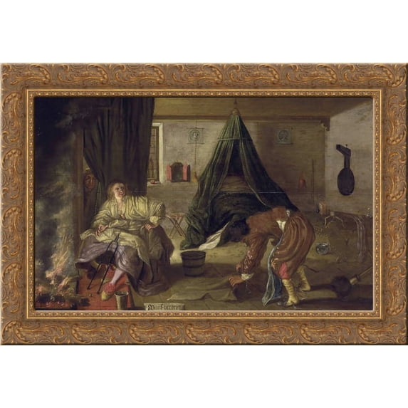 Mans Grief 24x18 Gold Ornate Wood Framed Canvas Art by Adriaen van de Venne