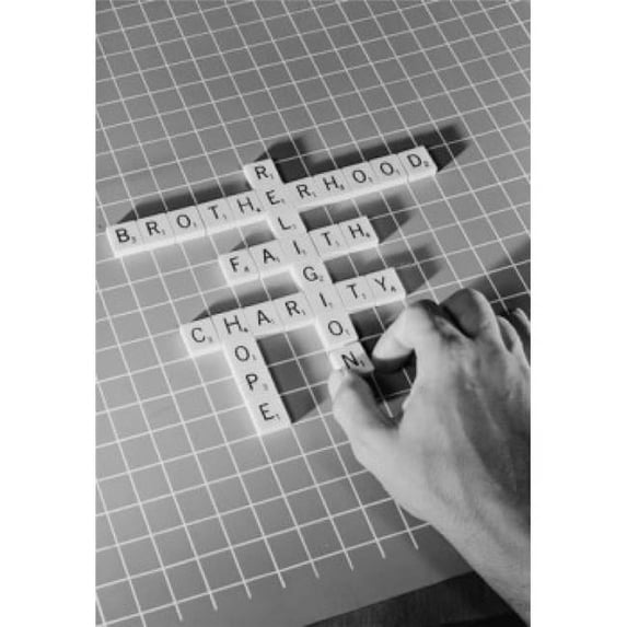 Mans Hand Playing Scrabble Poster Print - 18 x 24 in.