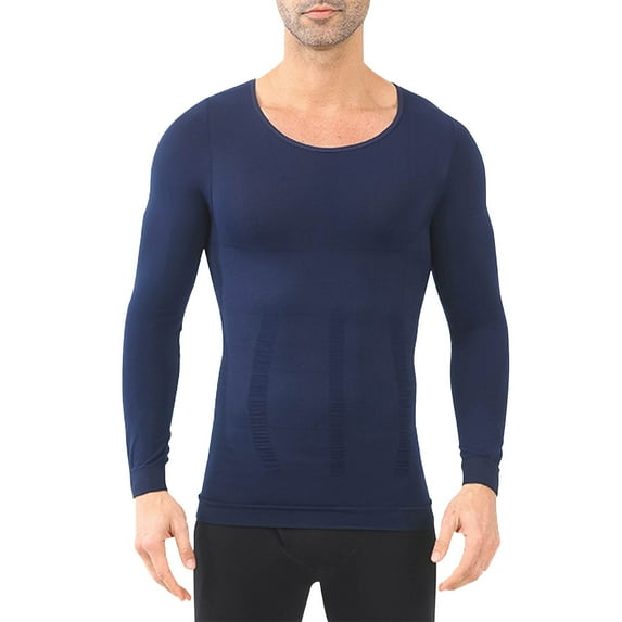 Mans Long Sleeve Shirt, Men's Slimming Shapewear Shirts Tummy Control Long Sleeve Body Shaper Slim Fit Compression Base Layer Muscle Tees