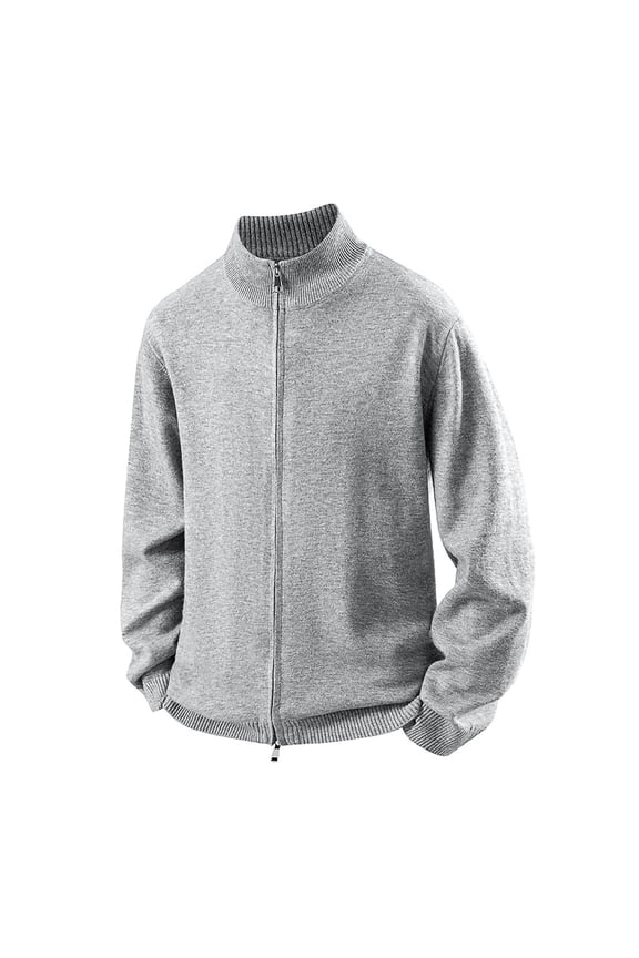 Mans Long Sleeve Shirt, Mens Cardigan Sweaters Knitting Cotton Full Zip Up Casual Stand Collar Knitted Sweater