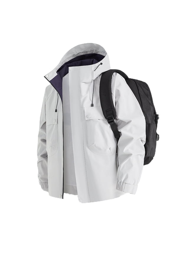 Mans Long Sleeve Shirt, Mens Rain Jacket Lightweight Waterproof Hooded Raincoat Softshell with Pockets for Mountain Hiking Fishing Walking Dogs