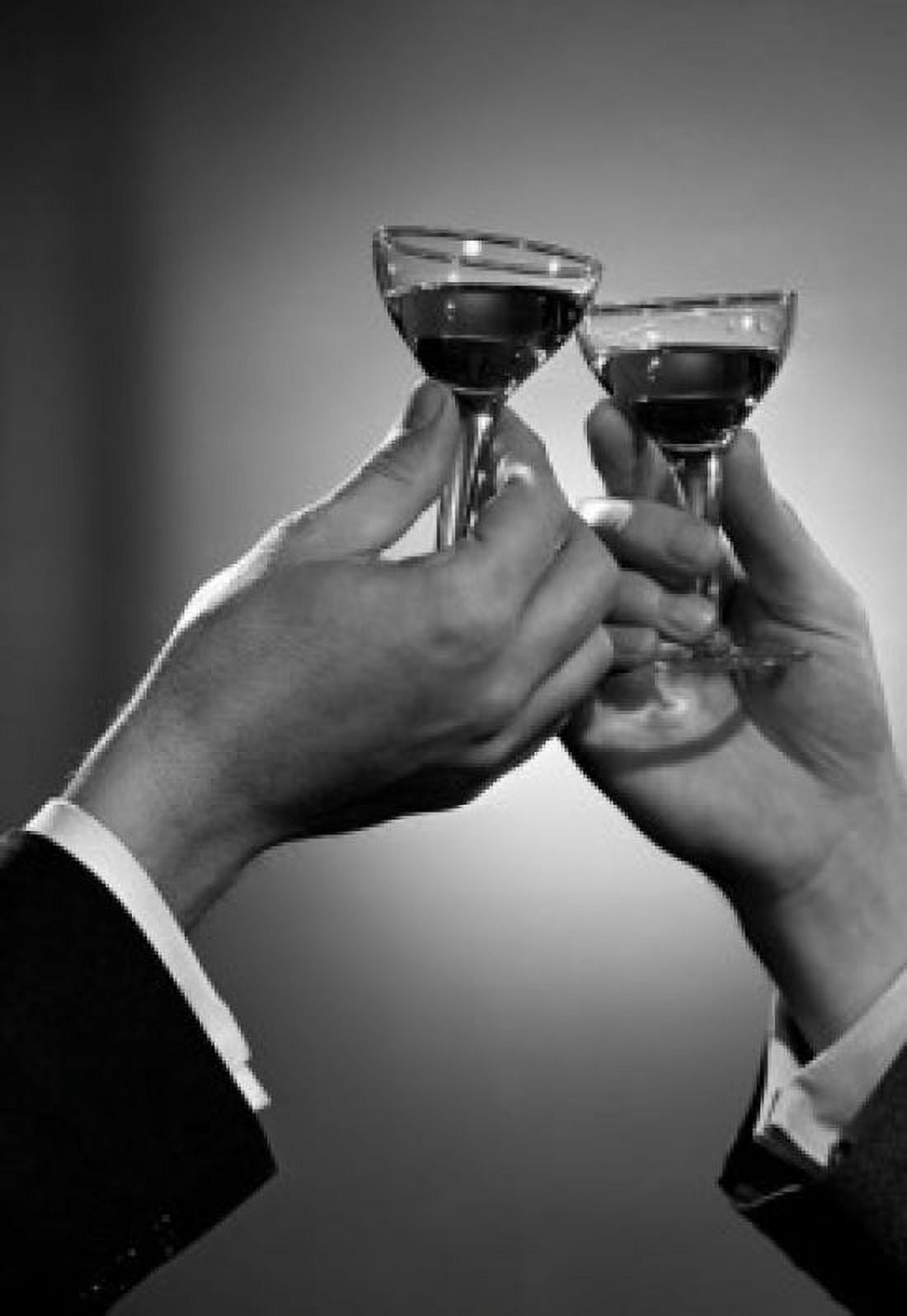 Mans hand and womans hand toasting with liquor Canvas Art - (24 x 36)