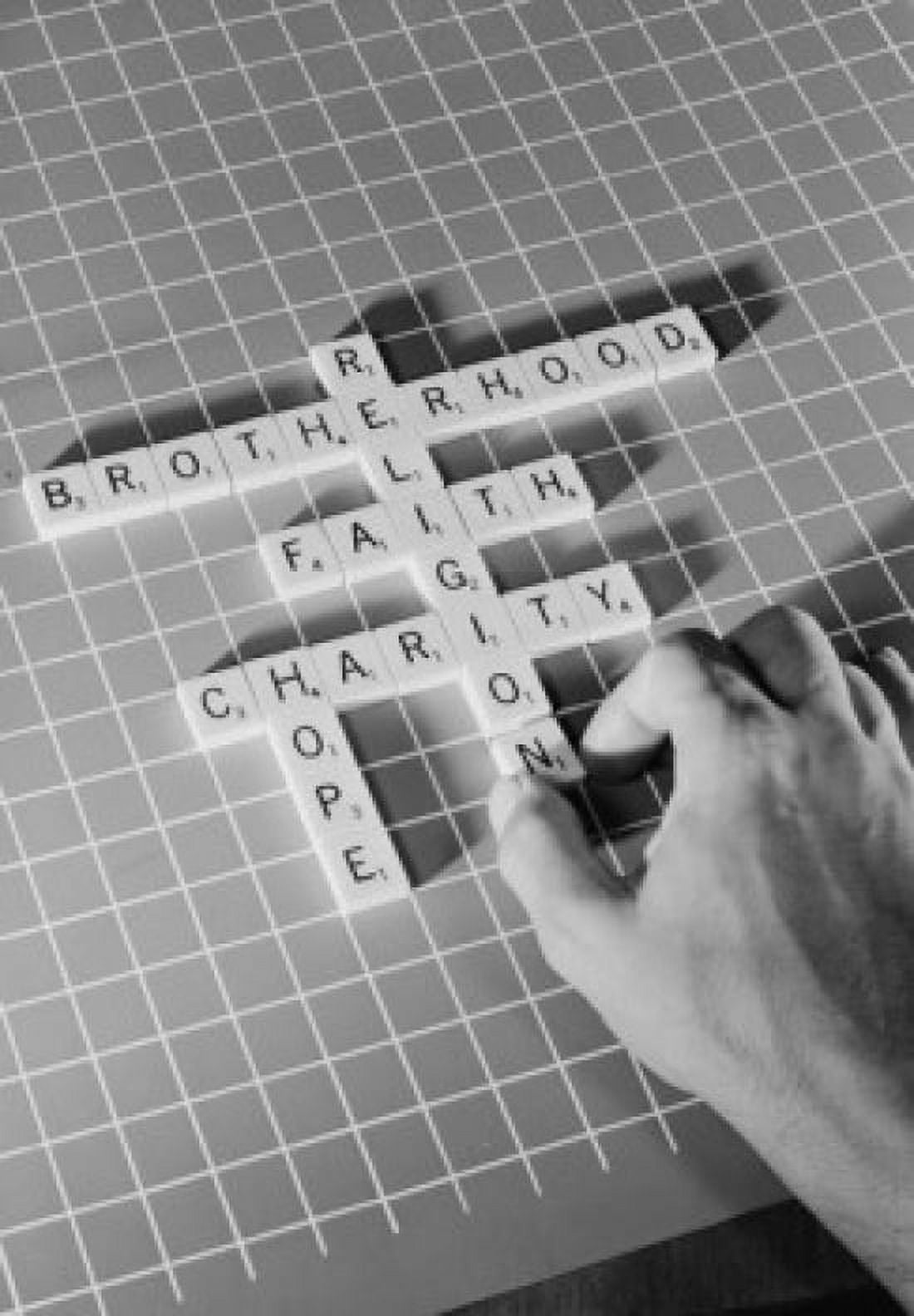 Mans hand playing scrabble Canvas Art - (24 x 36)