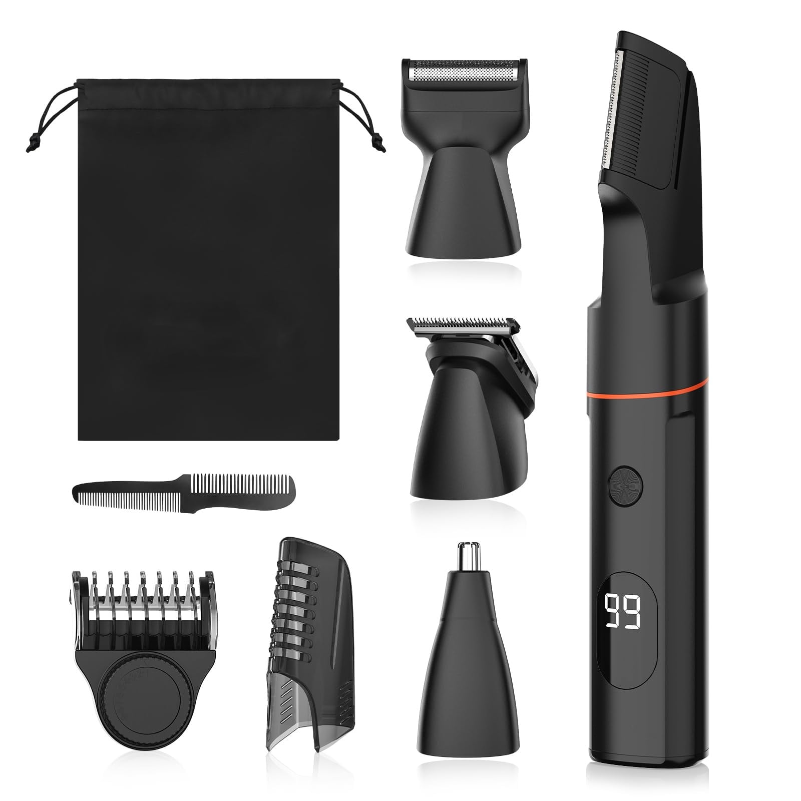 Manscape Body Hair Trimmer for Men, All-in-One Waterproof Pubic Groin & Ball Trimmer Shaver for Men with LED Display, Adjustable Guide Comb, USB Rechargeable, No Nicks