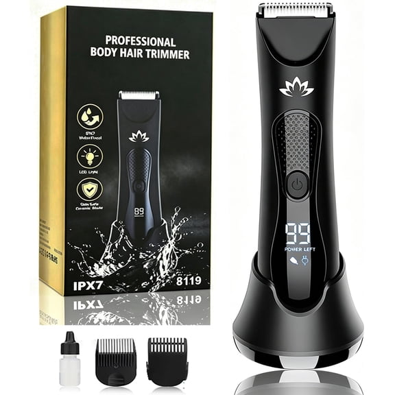Manscape Body & Pubic Hair Trimmer for Men, Groin & Ball Trimmer Men, Electric Razor Mens Grooming Kit, Body Groomer Ball Shaver for Smooth Wet/Dry Shaving, Led Light